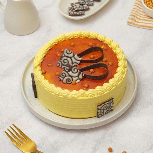 Butterscotch Cake Small 500gms + Popper 40 inch +  Sparkel candle 